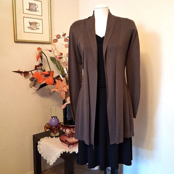 NWOT gollehaug collection Brown Cardigan Knit Lightweight Sweater Outerwear - Picture 1 of 7